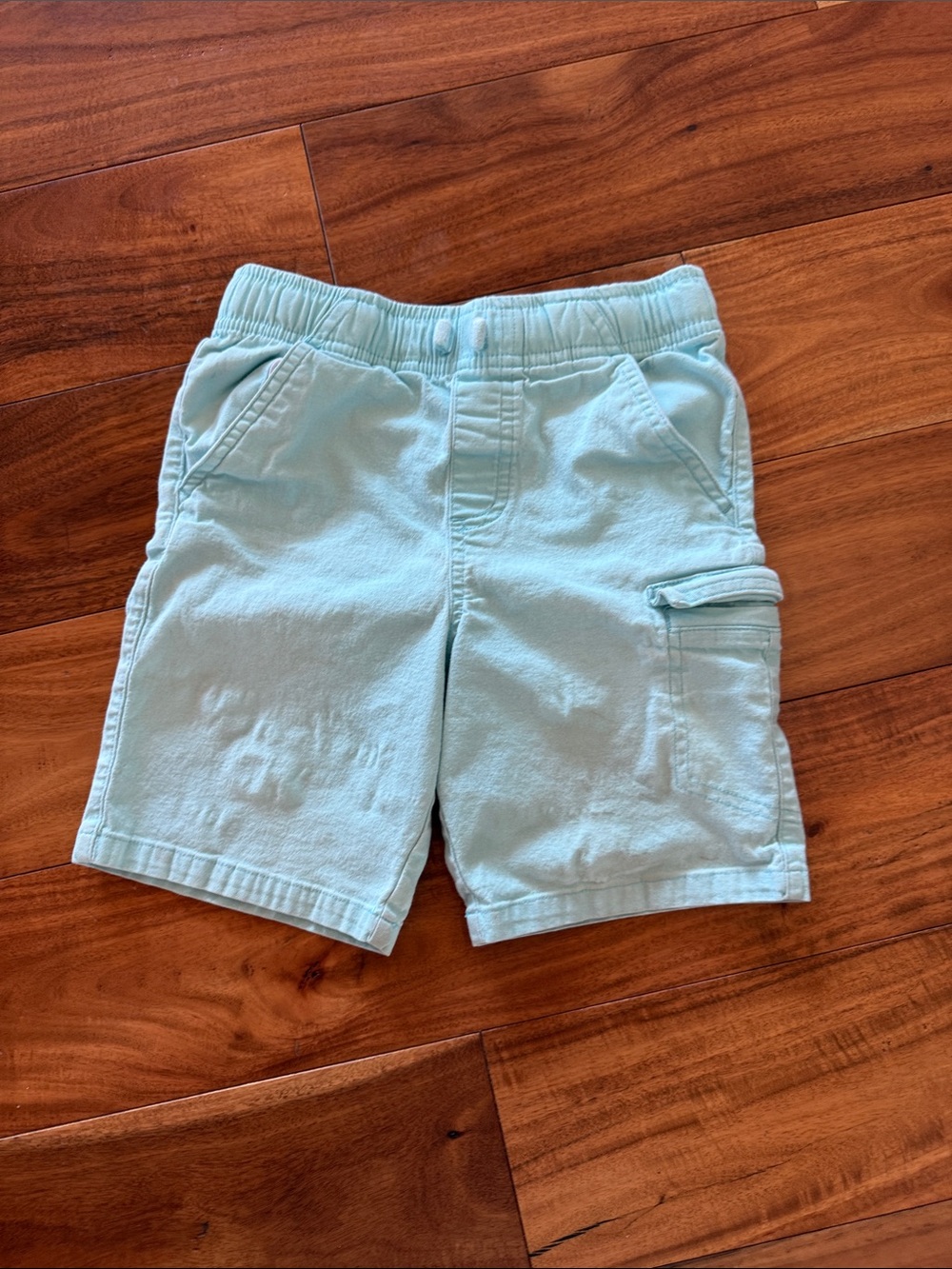Toddler Soft Elastic-Waist Light Aqua Cargo Shorts